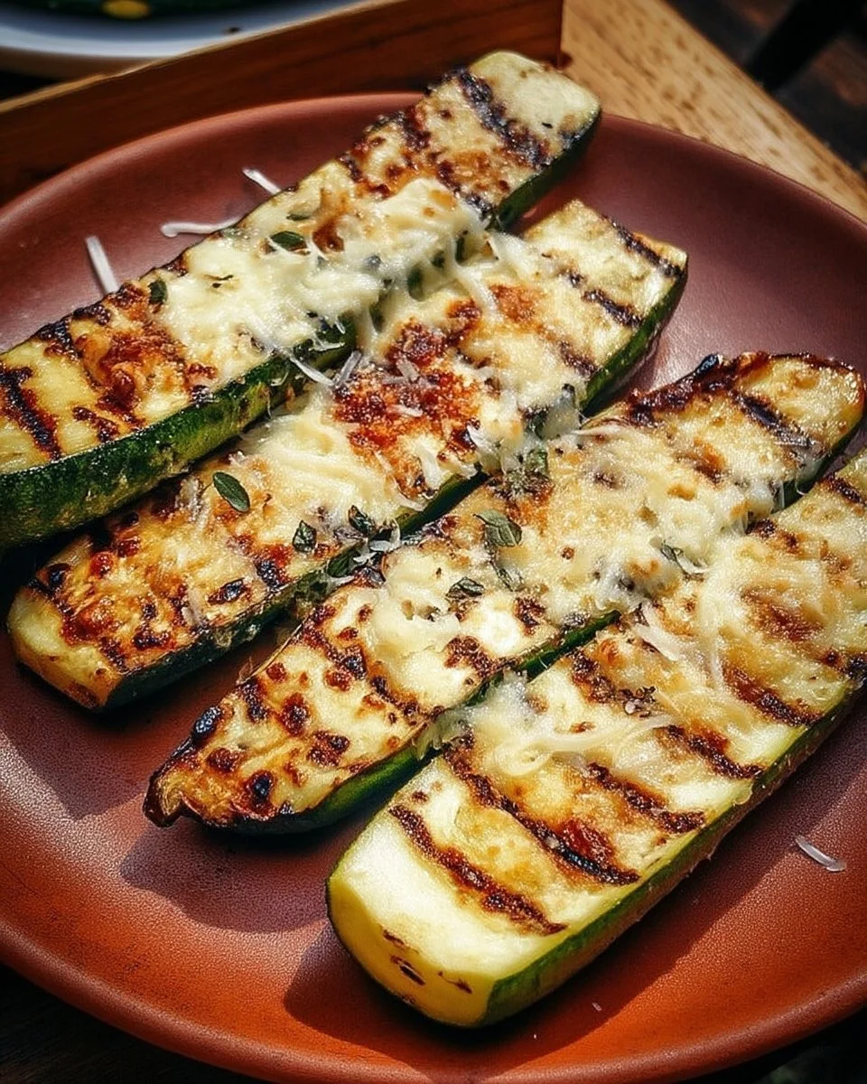 Courgettes grillées au barbecue façon gratin, croquantes et savoureuses.