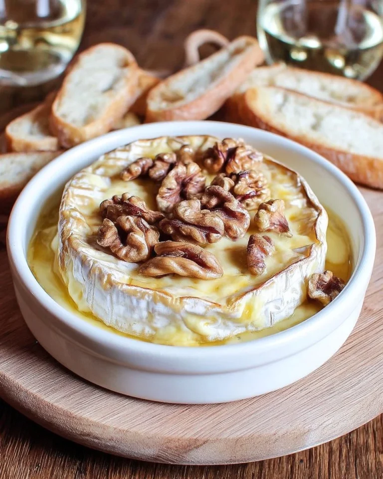 Camembert au miel et aux noix servi avec du pain