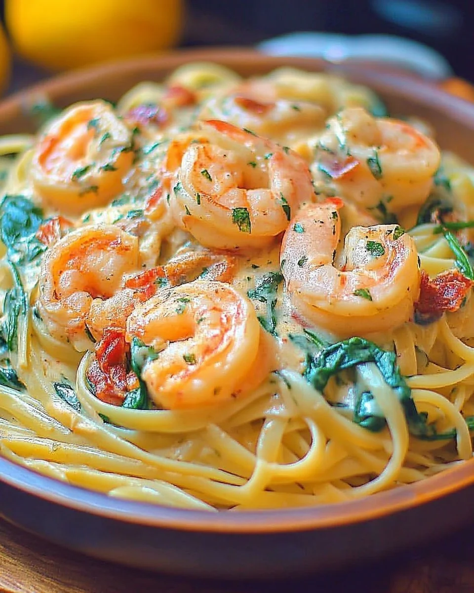 Linguine crémeuses aux crevettes façon toscane, plat savoureux