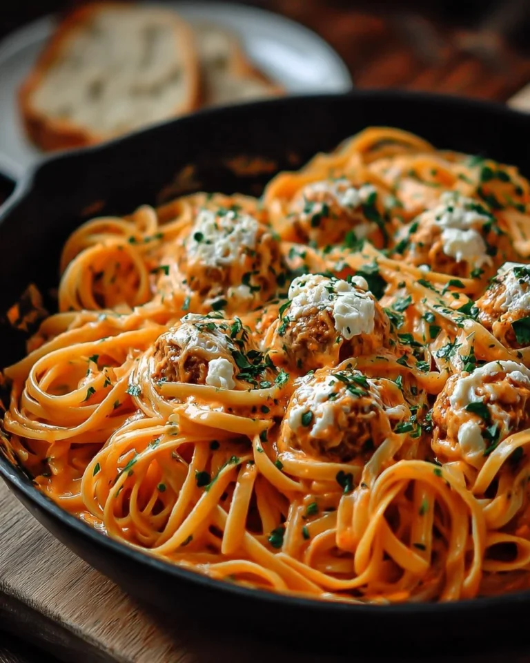 Linguine avec crème de poivron et fromage de chèvre frais