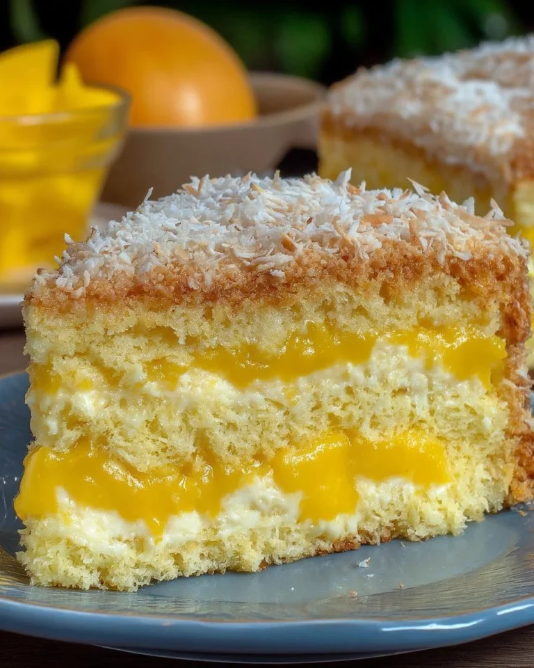 Gâteau à la mangue et à la noix de coco, dessert tropical délicieux