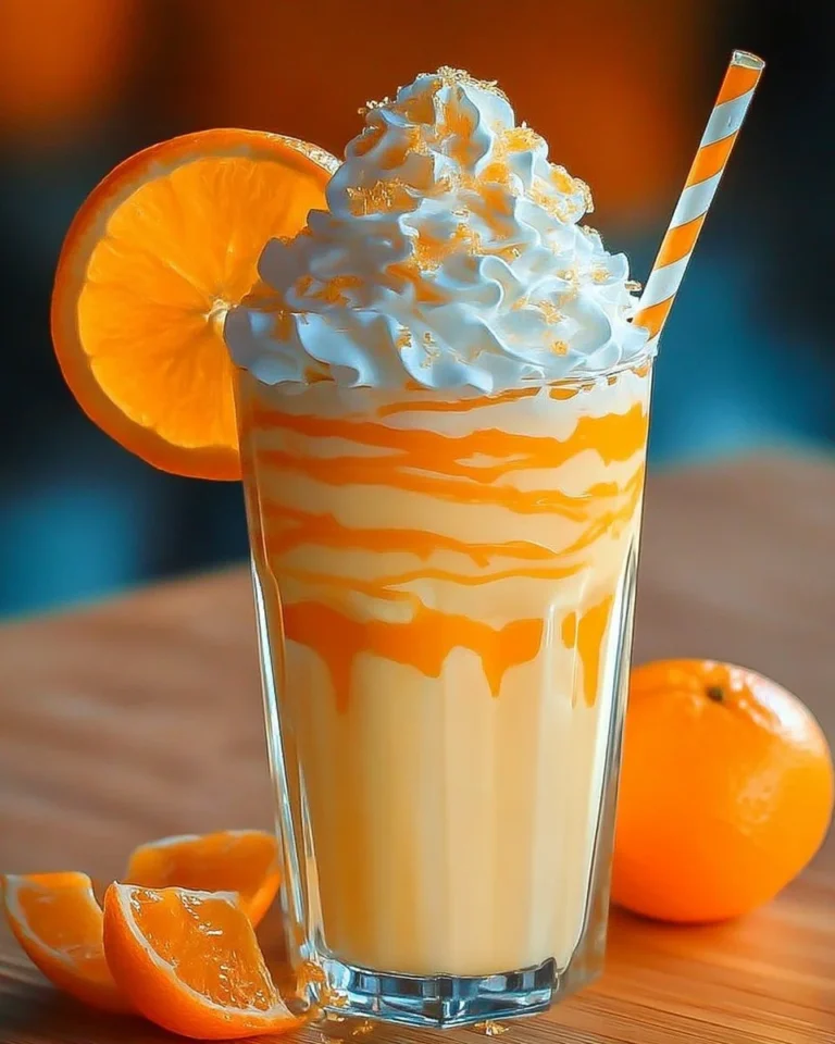 Milkshake gourmand à l'orange avec chantilly dans un verre frais
