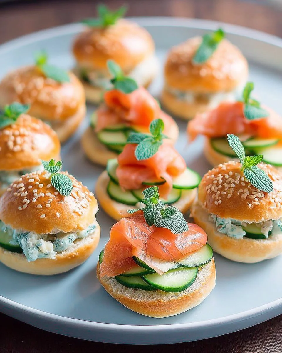Mini bagels au saumon et concombre, une délicieuse option apéritive