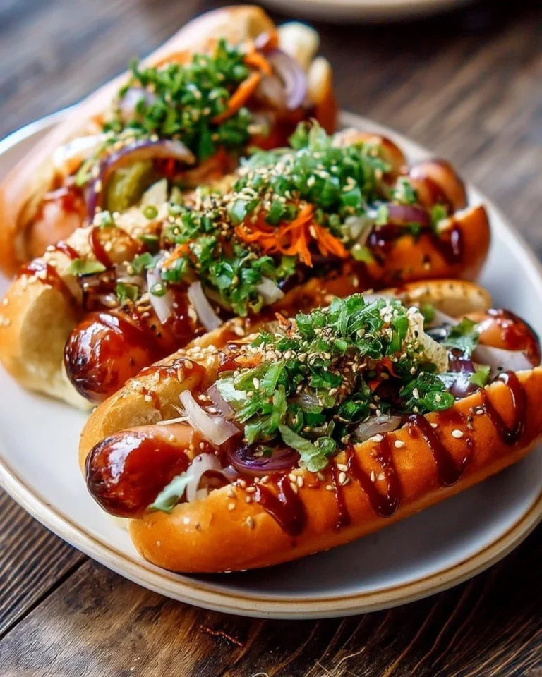 Mini hot-dogs avec sauce barbecue et oignons rouges, parfaits pour les apéros.