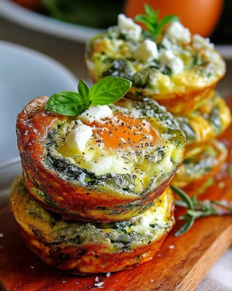 Mini omelettes aux épinards et feta, savoureuses et faciles à préparer.