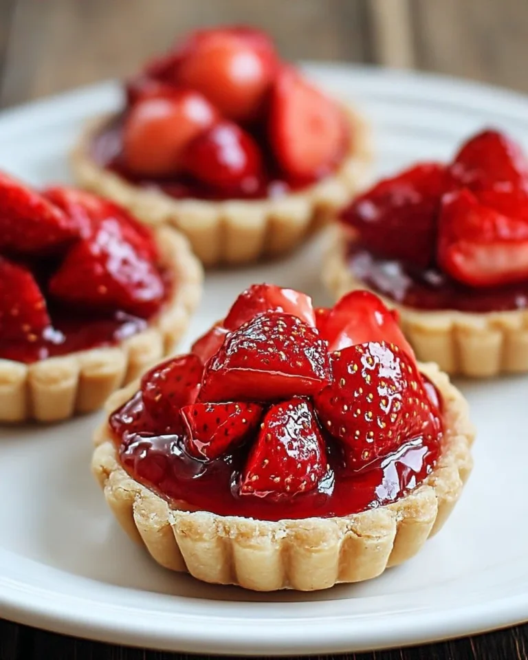 Mini tartelettes fourrées à la fraise sur une assiette élégante