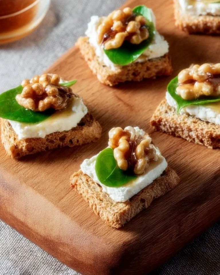 Mini toasts garnis de fromage de chèvre, miel et noix