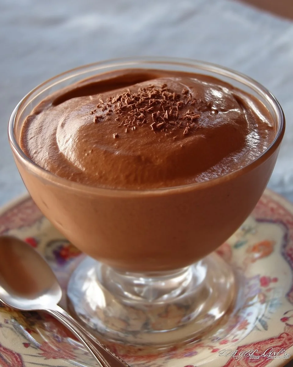 Mousse au Chocolat et à la Ricotta présentée dans un bol élégant