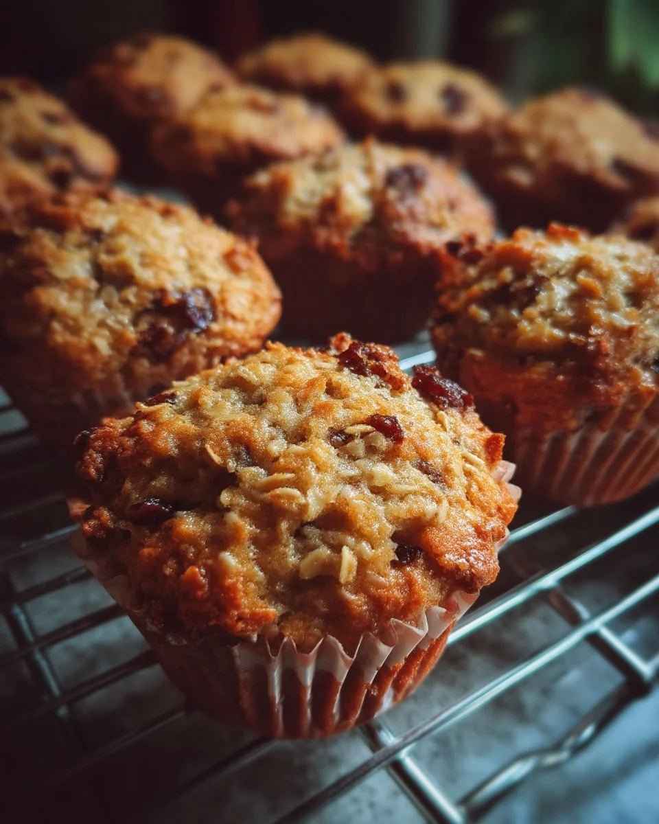 Muffins à l'avoine et aux dattes sur une assiette blanche