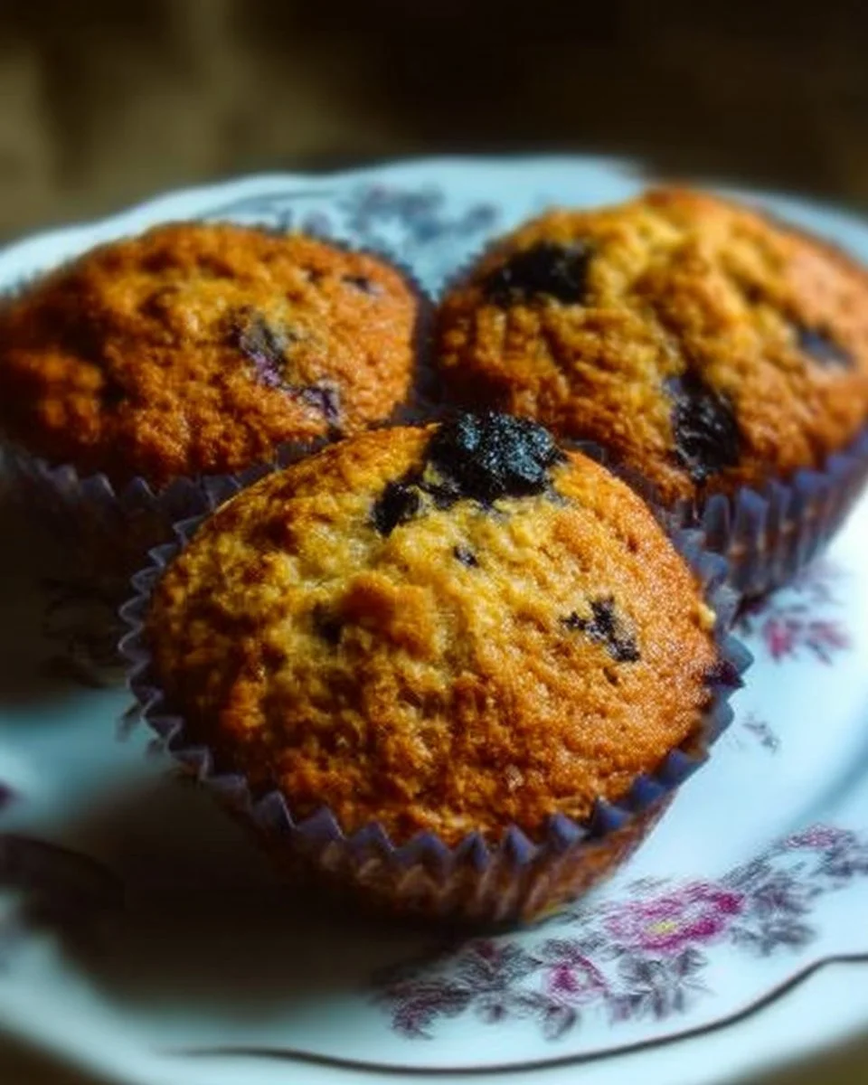 Muffins aux bleuets citronnés et au gruau, délicieusement moelleux et sains.