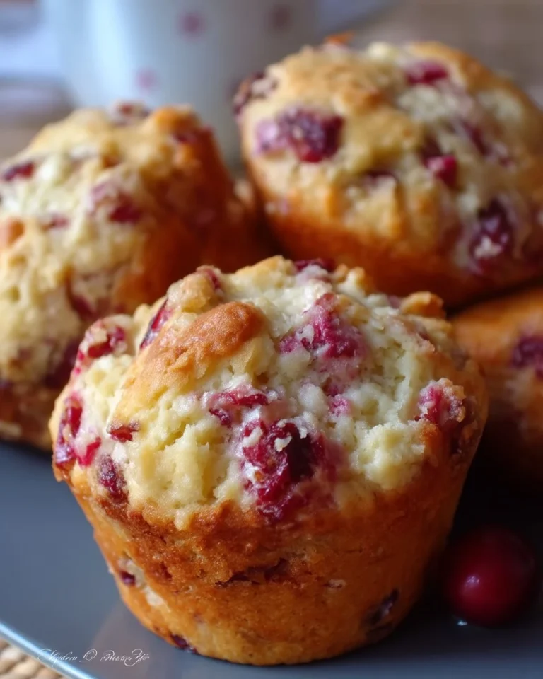Muffins aux canneberges et chocolat blanc sur une assiette