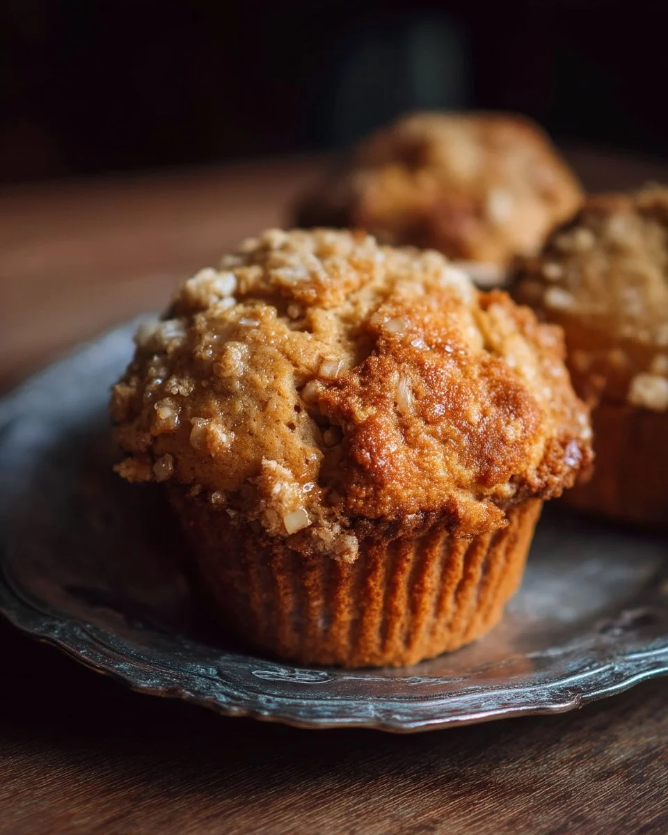 Muffins aux pommes, flocons d'avoine et sirop d'érable sur une assiette
