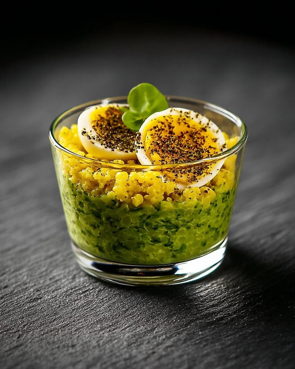 Œuf Mimosa garni de truffe, une entrée raffinée et savoureuse.