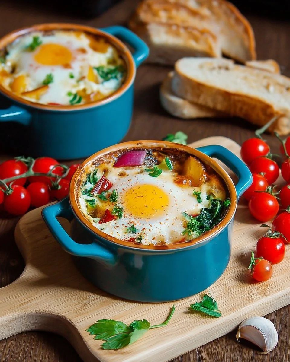 Oeufs cocotte aux légumes du quotidien, délicieux et simples à préparer