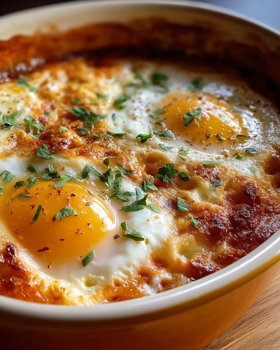 Œufs gratinés en sauce tomate, un plat savoureux et réconfortant.