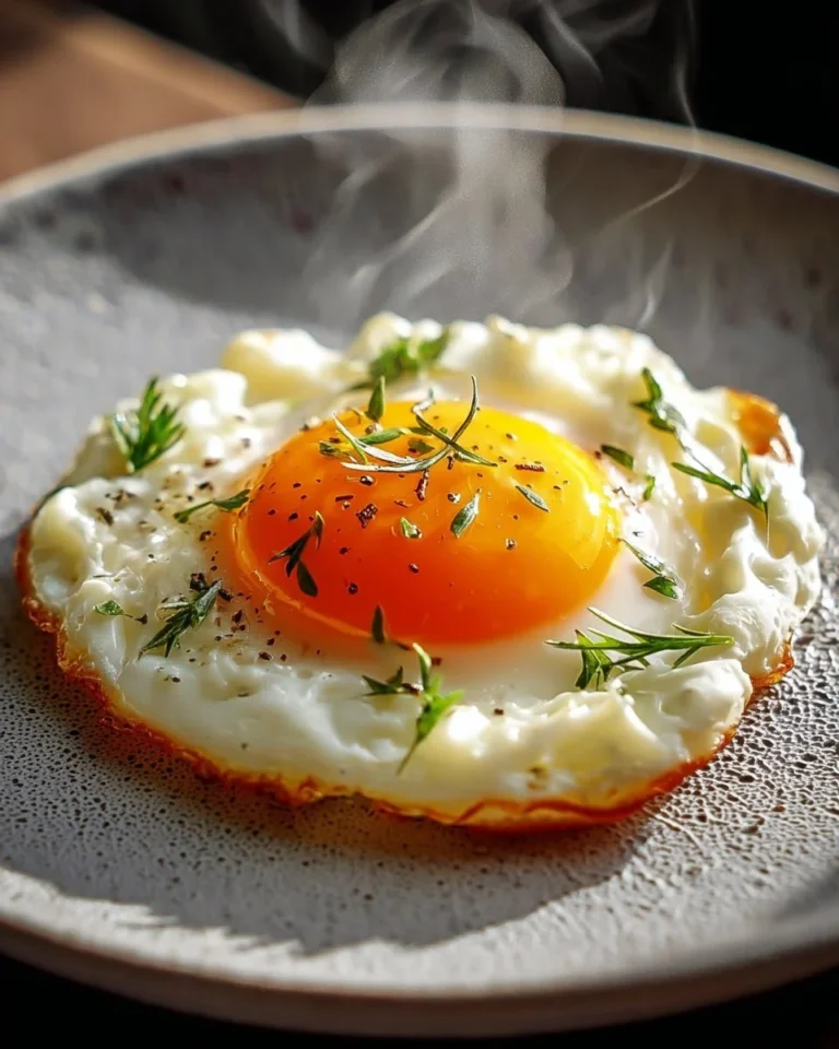 Œufs Nuage moelleux présentés sur une assiette colorée
