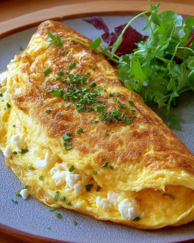 Omelette au fromage de chèvre, un plat français savoureux et aromatique.