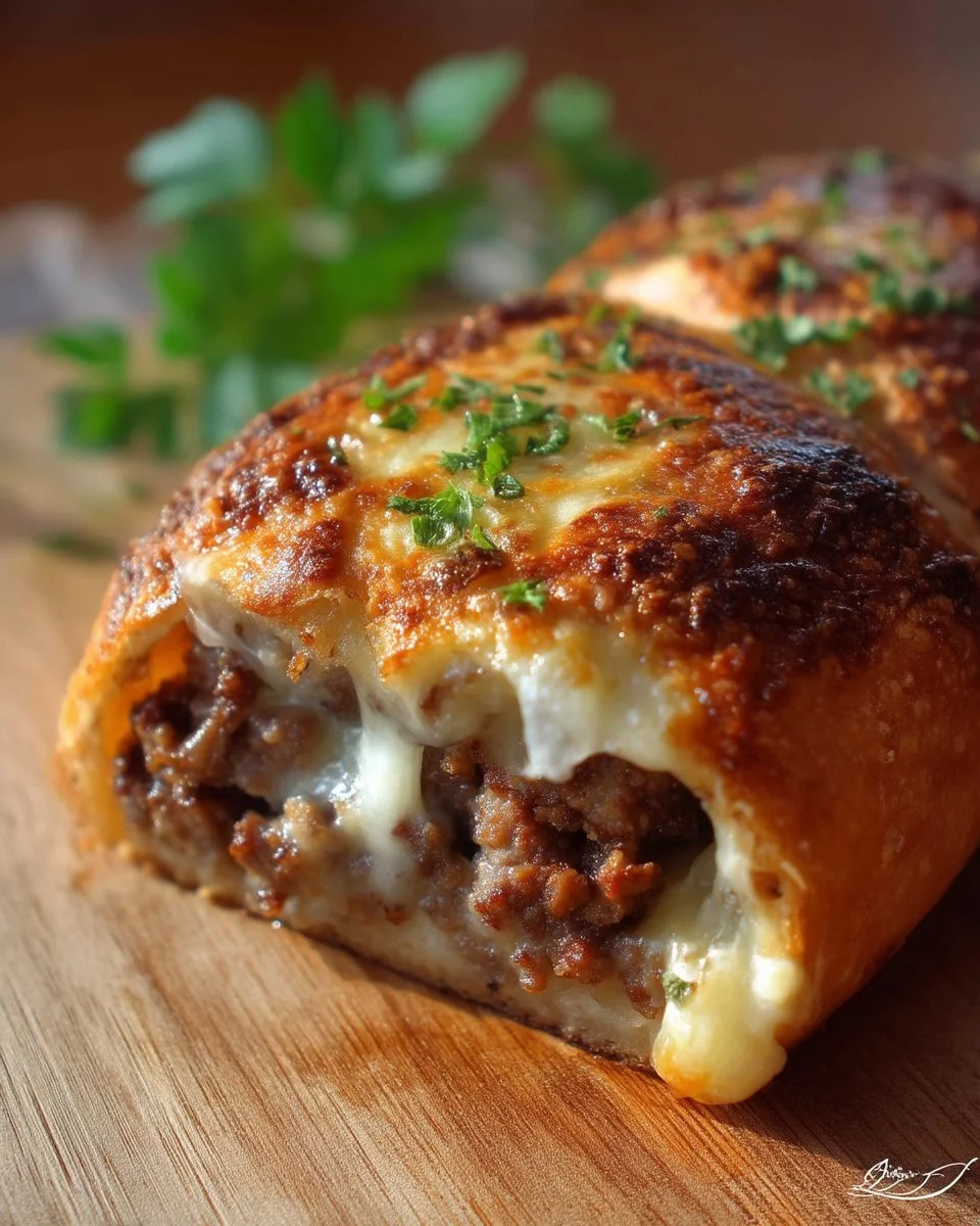 Pain garni au bœuf haché gratiné, plat savoureux et réconfortant