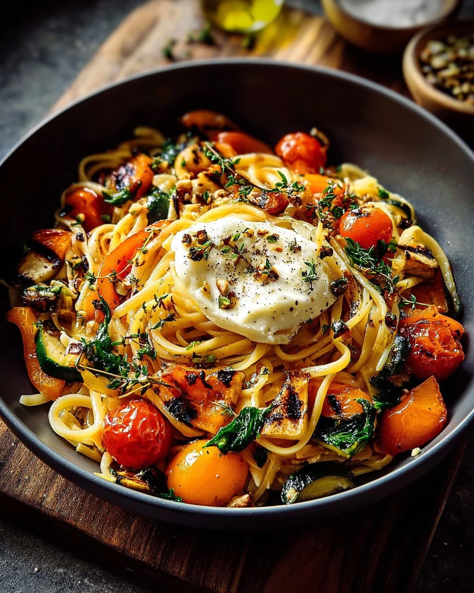 Pasta espagnole au cheddar et légumes grillés, recette savoureuse