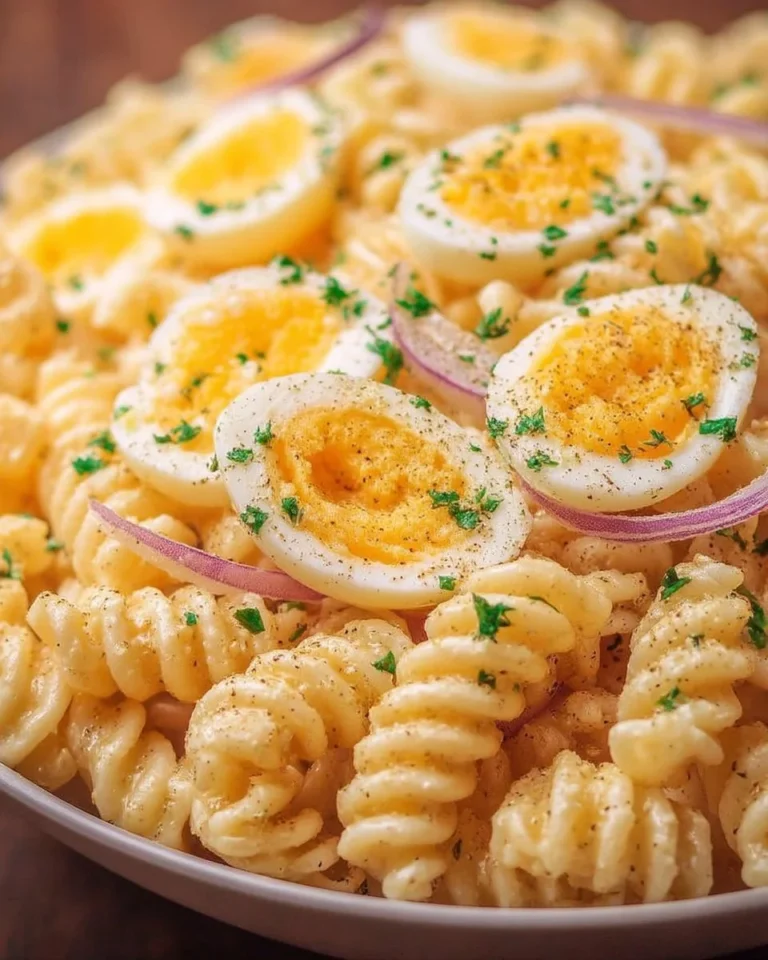 Assiette de Pâtes Mimosa délicieuses garnies de sauce et d'herbes fraîches.