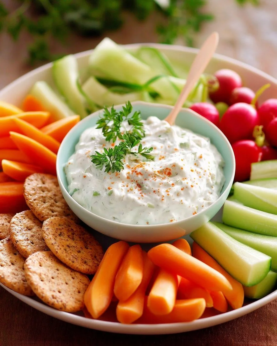 Plateau de crudités avec sauce au yaourt maison
