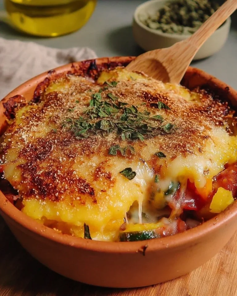 Plat de Polenta Gratinée à l'Italienne dorée et fondante