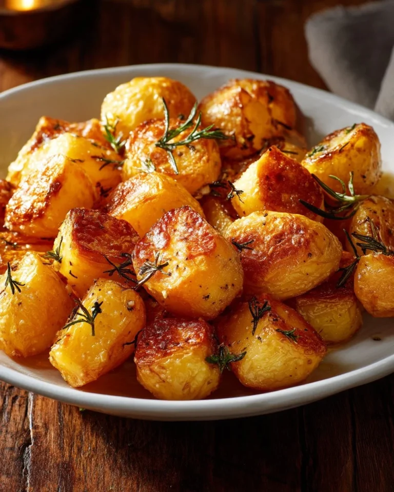 Pommes de terre rôties au gras de canard, plat savoureux avec des ingrédients de qualité.