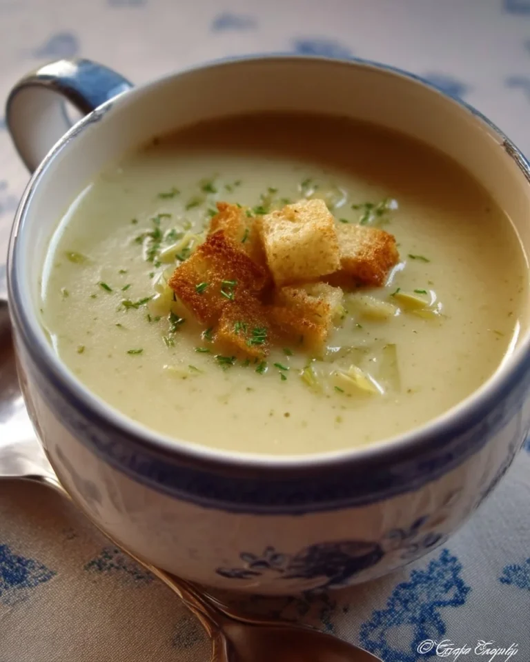 Bol de potage aux endives et aux pommes de terre chaud et crémeux