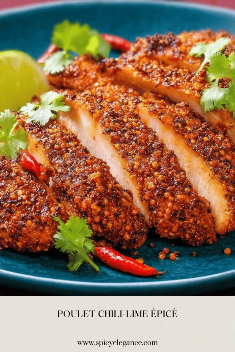 Poulet chili-lime épicé servi avec garnitures colorées et fraîches