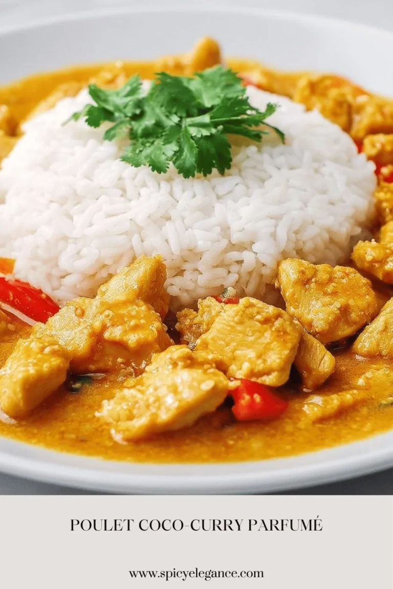 Recette de poulet coco-curry parfumé, plat savoureux et épicé.