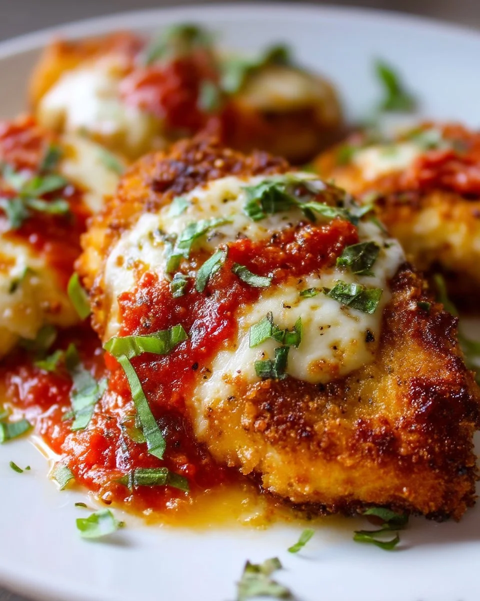 Recette de Poulet Parmesan savoureuse et délicieuse servie avec une garniture