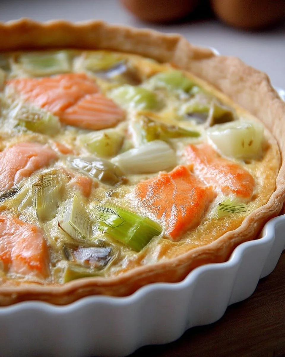 Quiche au Saumon et Poireaux, une recette française savoureuse