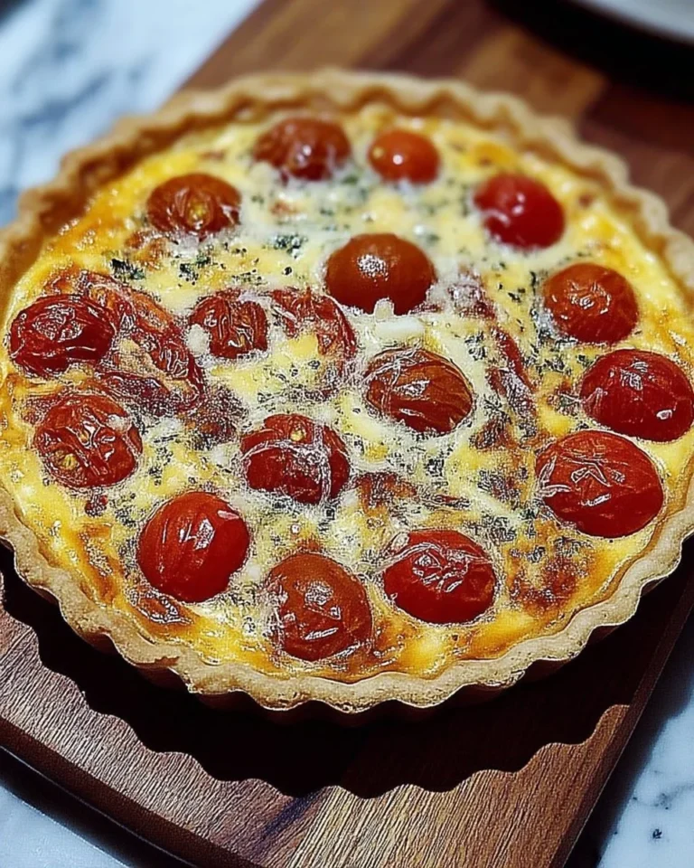 Quiche aux tomates cerises et fromage fondant, recette délicieuse et crémeuse