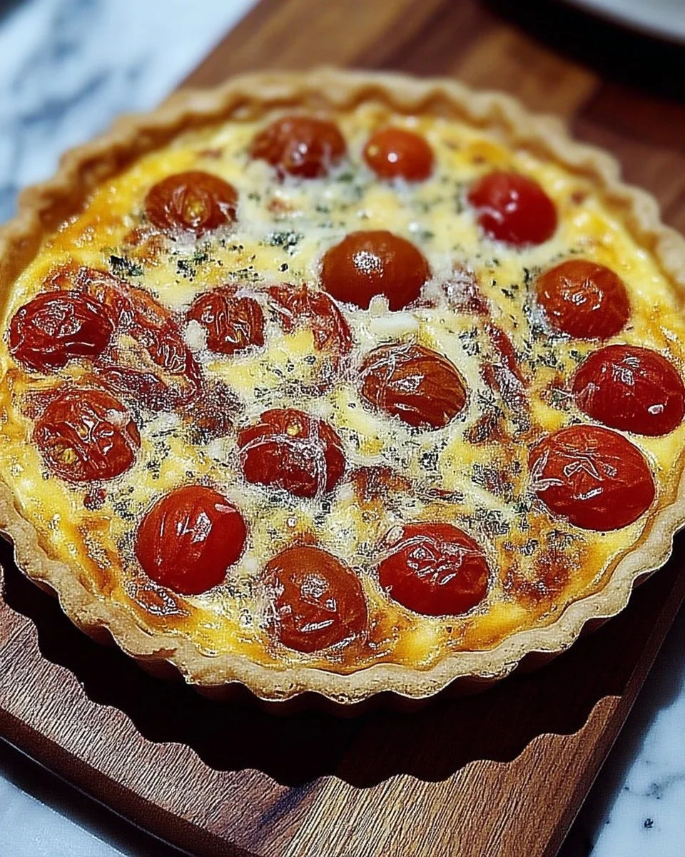 Quiche aux tomates cerises et fromage fondant, recette délicieuse et crémeuse