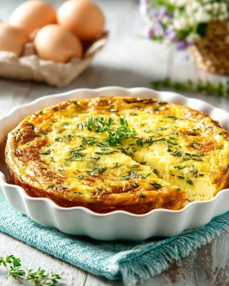 Quiche de Pâques aux œufs, herbes fraîches et fromage sortant du four