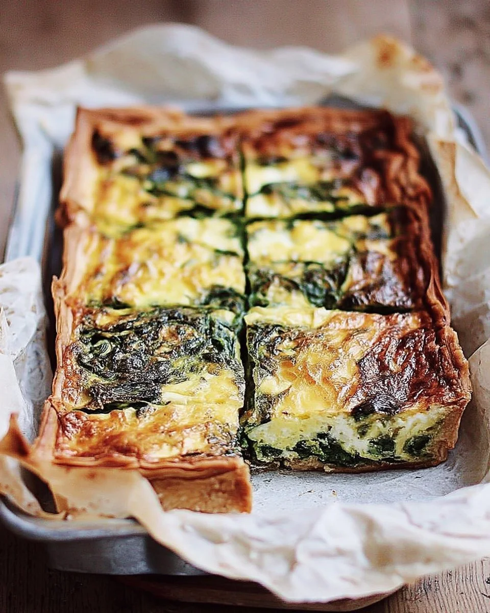 Quiche feuilletée aux épinards et ricotta, savoureuse et facile à préparer.