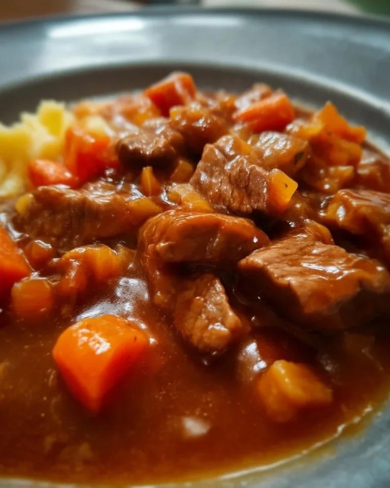 Plat savoureux de ragout à l'érable, plein de saveurs riches et réconfortantes.
