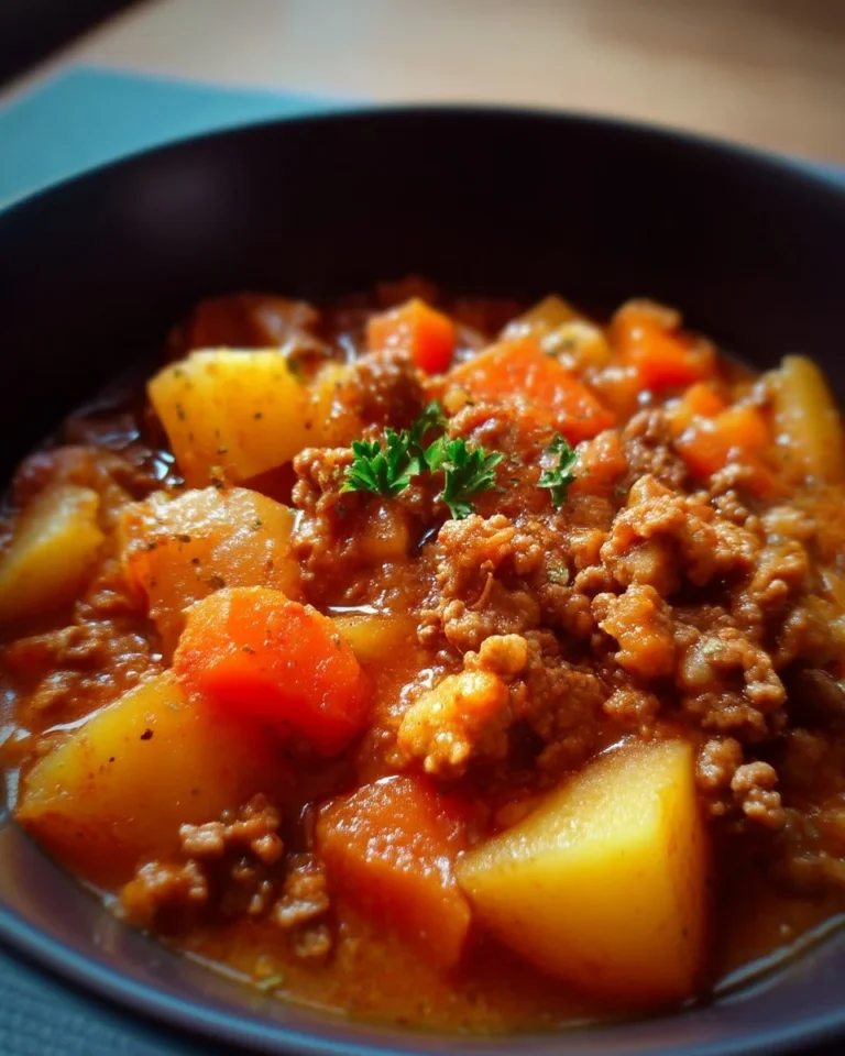 Ragoût de bœuf haché mijoté avec légumes frais et épices