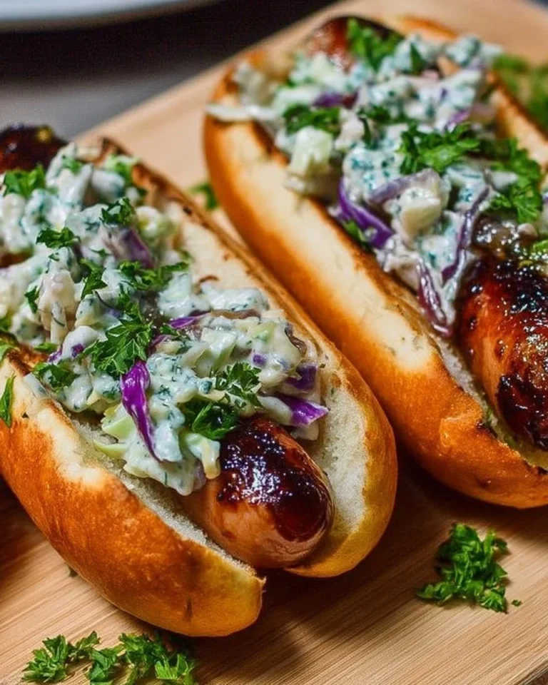 Mini hot-dogs savoureux accompagnés de coleslaw croquant