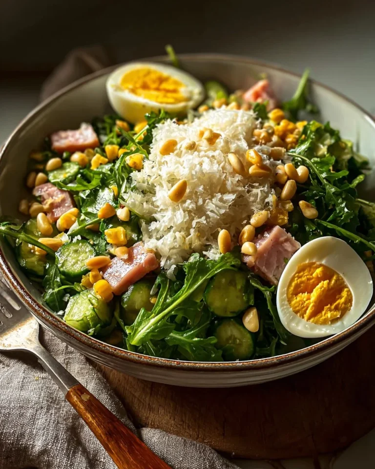 Salade d'arugula avec parmesan et pignons de pin