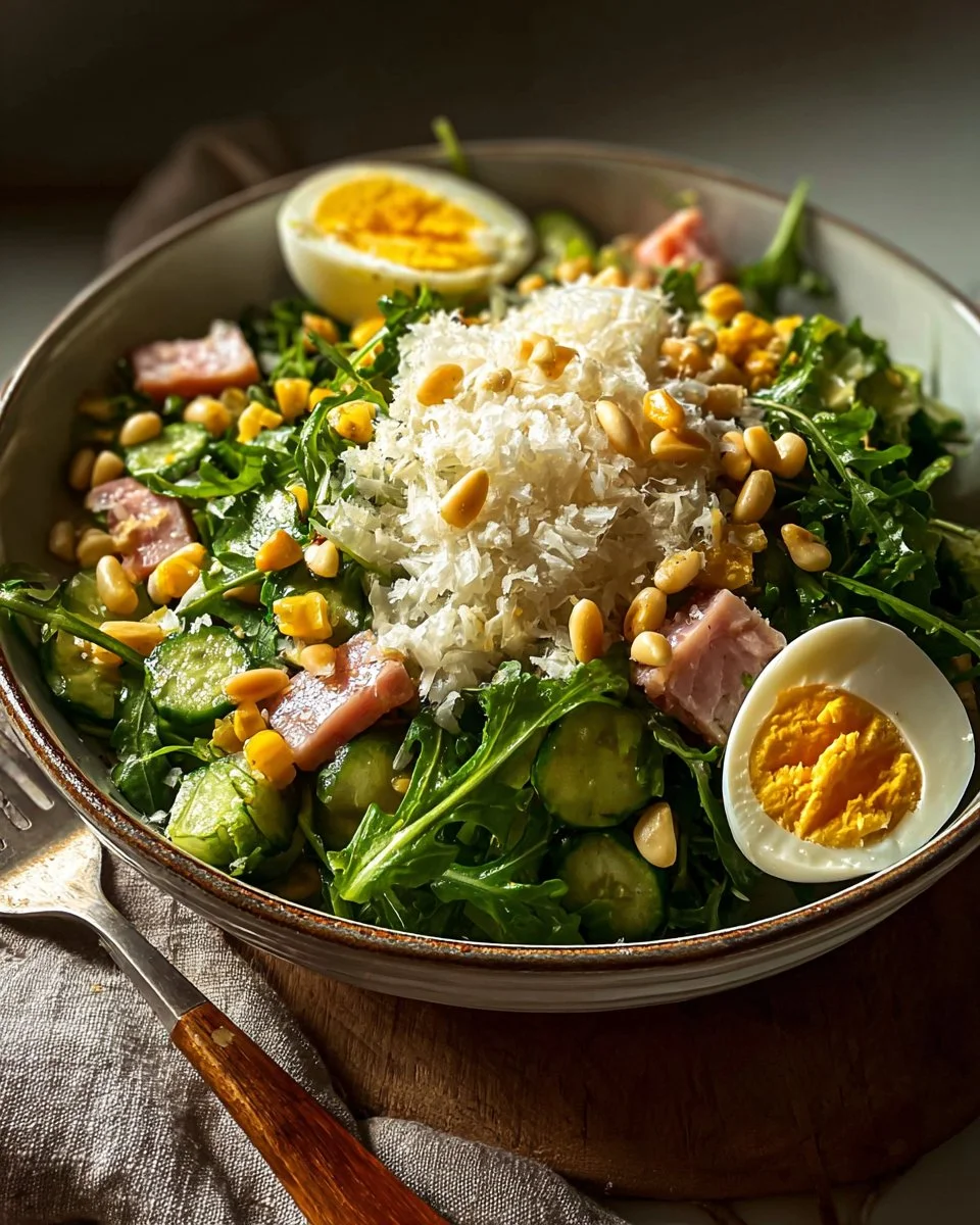 Salade d'arugula avec parmesan et pignons de pin