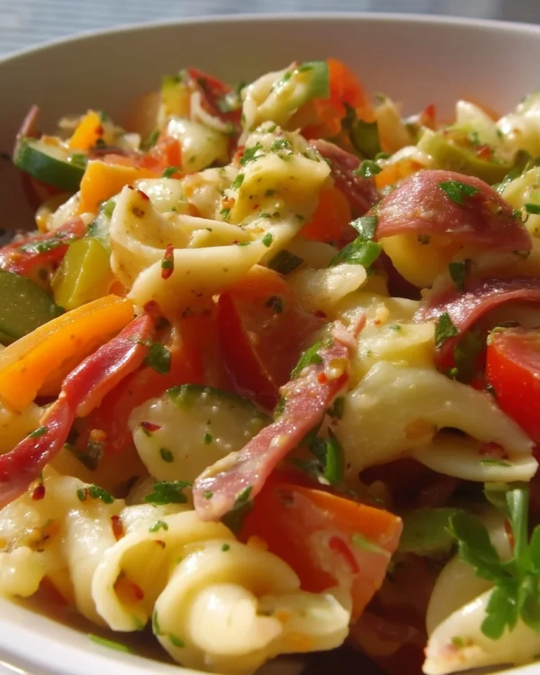 Salade de pâtes à l’italienne avec tomates, mozzarella et basilic frais