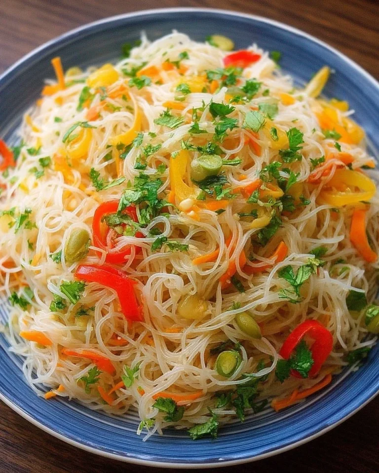 Salade de vermicelles colorée avec légumes frais et sauce savoureuse
