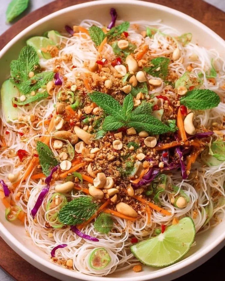 Salade de vermicelles colorée avec légumes frais et vinaigrette