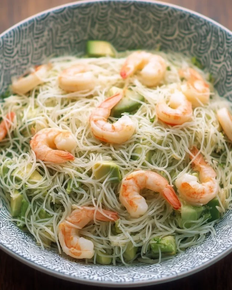 Salade de vermicelles aux crevettes avec légumes frais