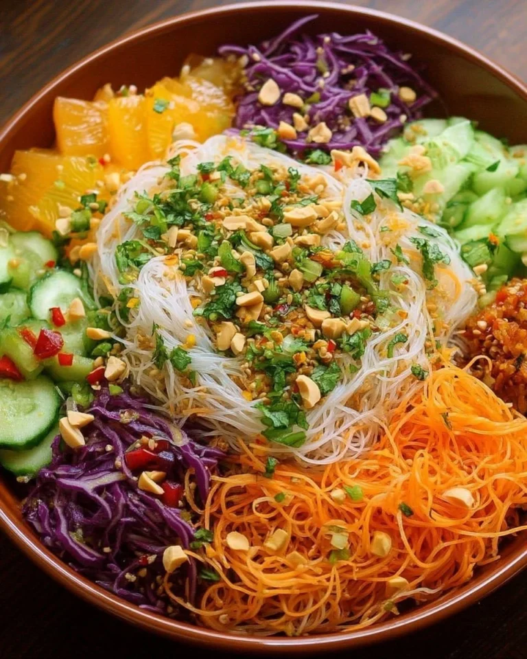 Salade de Vermicelles Colorée garnie de légumes frais et colorés