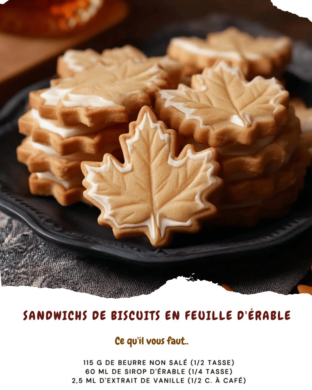 Sandwichs de biscuits d'érable savoureux sur une assiette