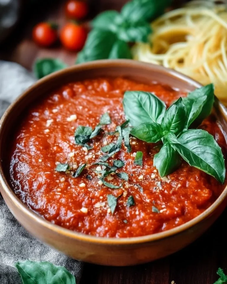 Sauce arrabbiata maison avec basilic frais en garniture