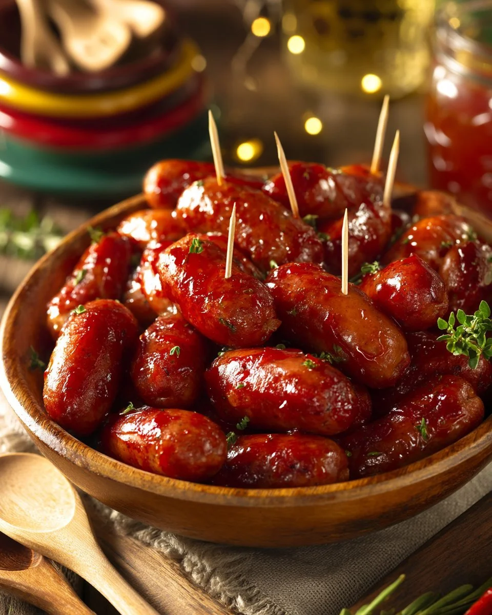 Recette de saucisses cocktail au sirop d'érable servies en apéritif