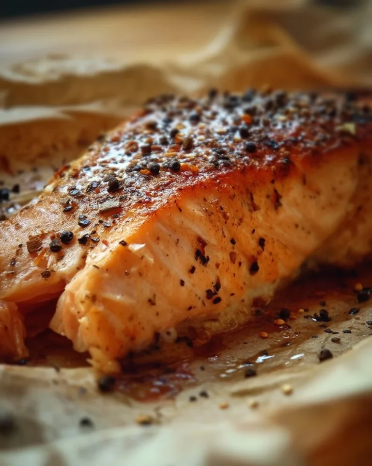 Saumon aux épices à steak, prêt à être dégusté avec des herbes aromatiques.